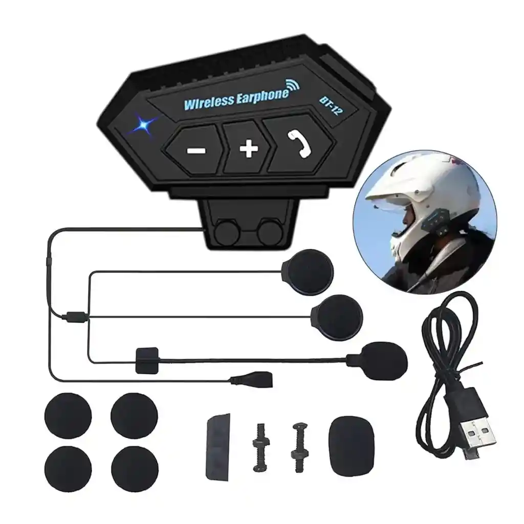 Intercomunicador Para Moto Casco Estereo Adherible | 20horas