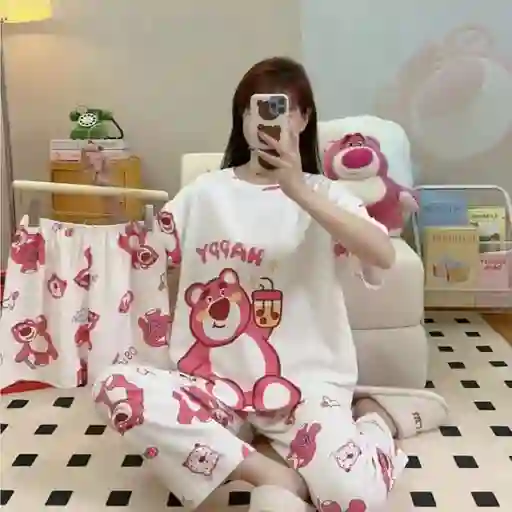 Pijama Tres Piezas Lotso Talla Única (camiseta + Pantalón + Short)