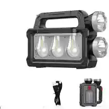 Linterna Recargable De Panel Solar Multifuncional Usb Negro