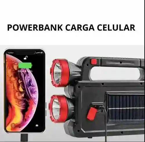Linterna Recargable De Panel Solar Multifuncional Usb Negro