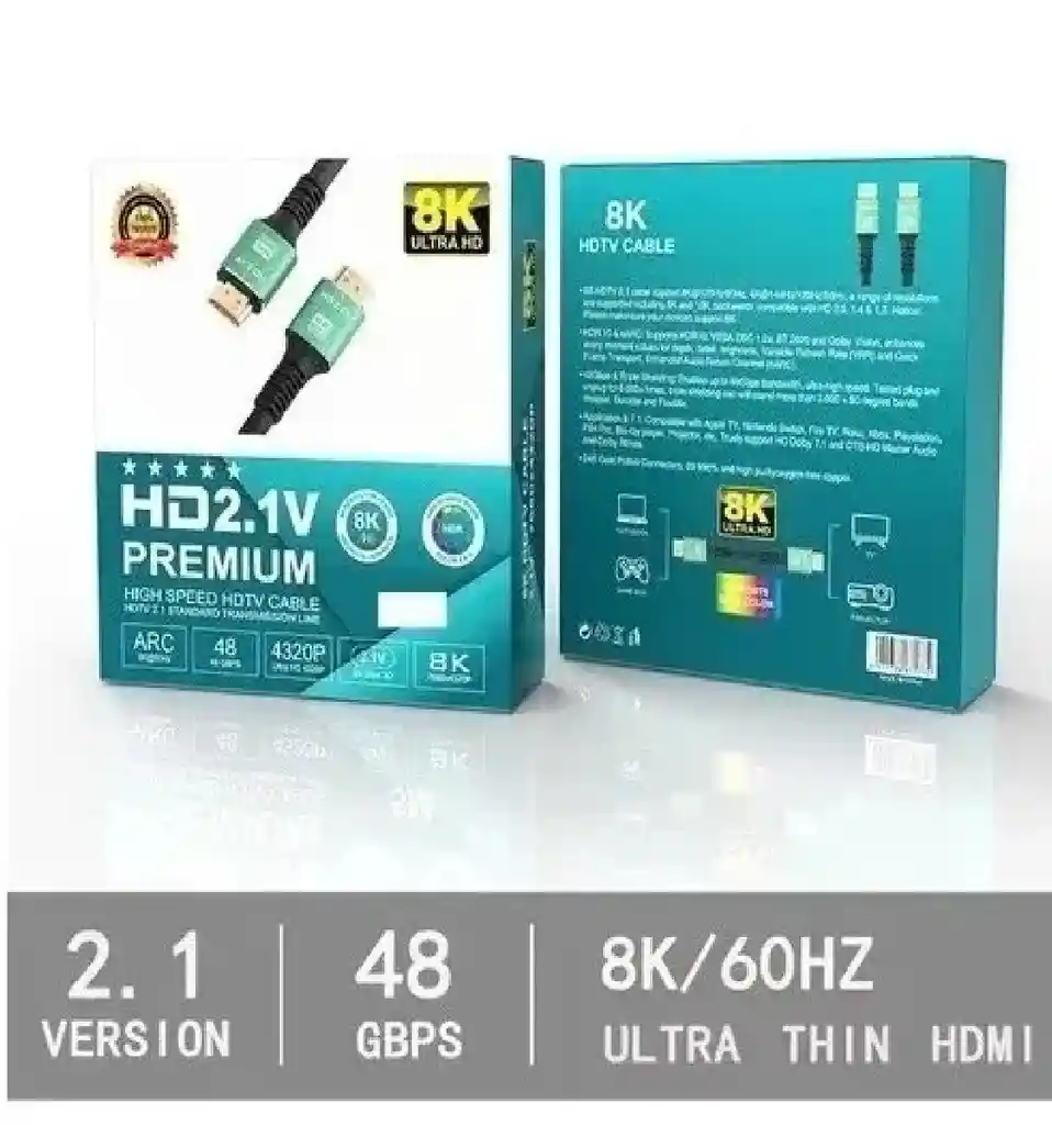 Cable Hdmi 8k/3metros Hdtv/2.1v Alta Velocidad/4.320p/48gbps