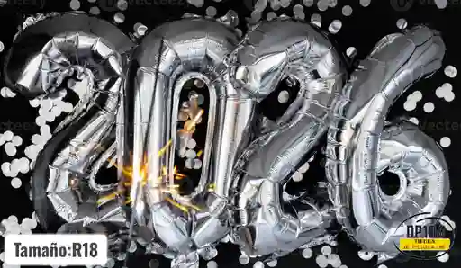 Globos 2025 Año Nuevo Plata R32