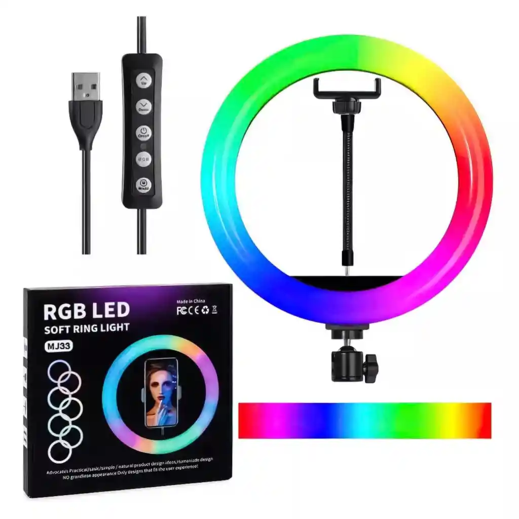Aro De Luz Rgb 33 Cm Profesional + Tripode