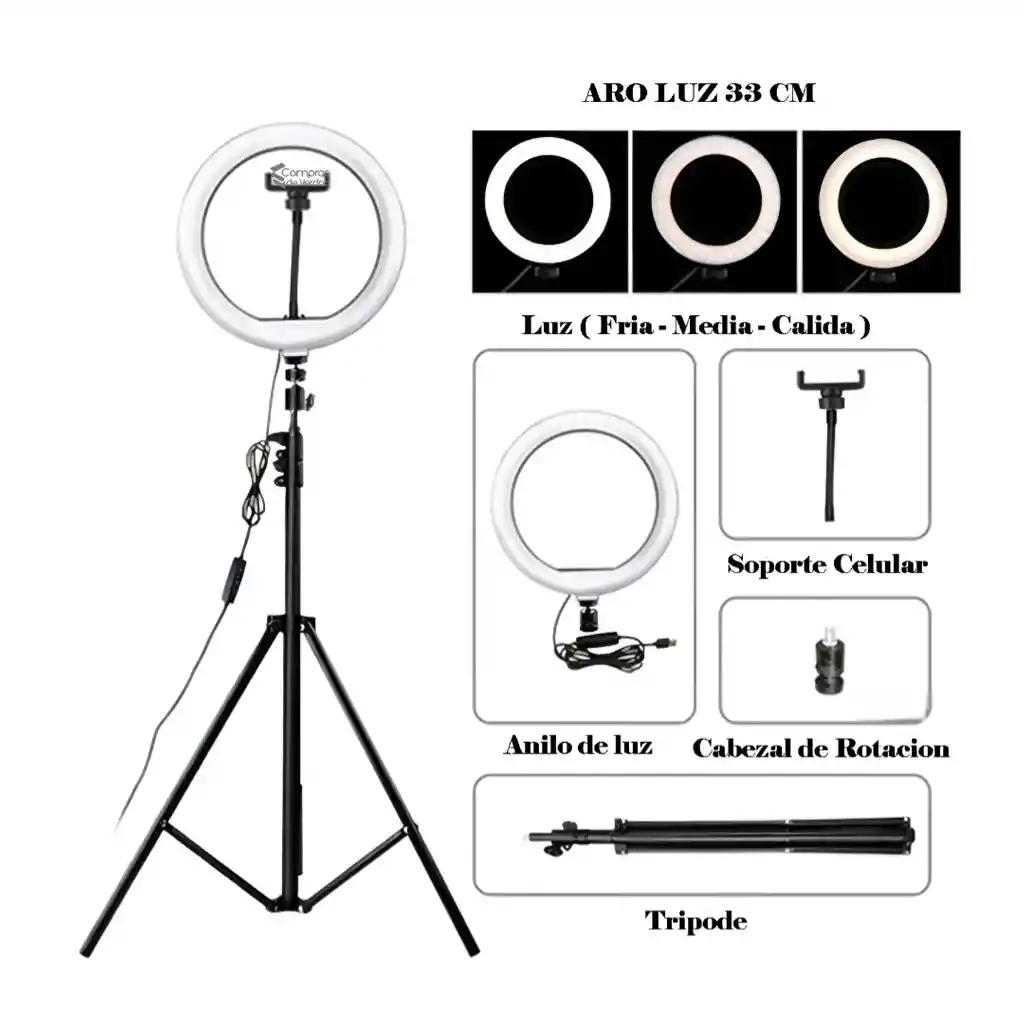 Aro De Luz Rgb 33 Cm Profesional + Tripode