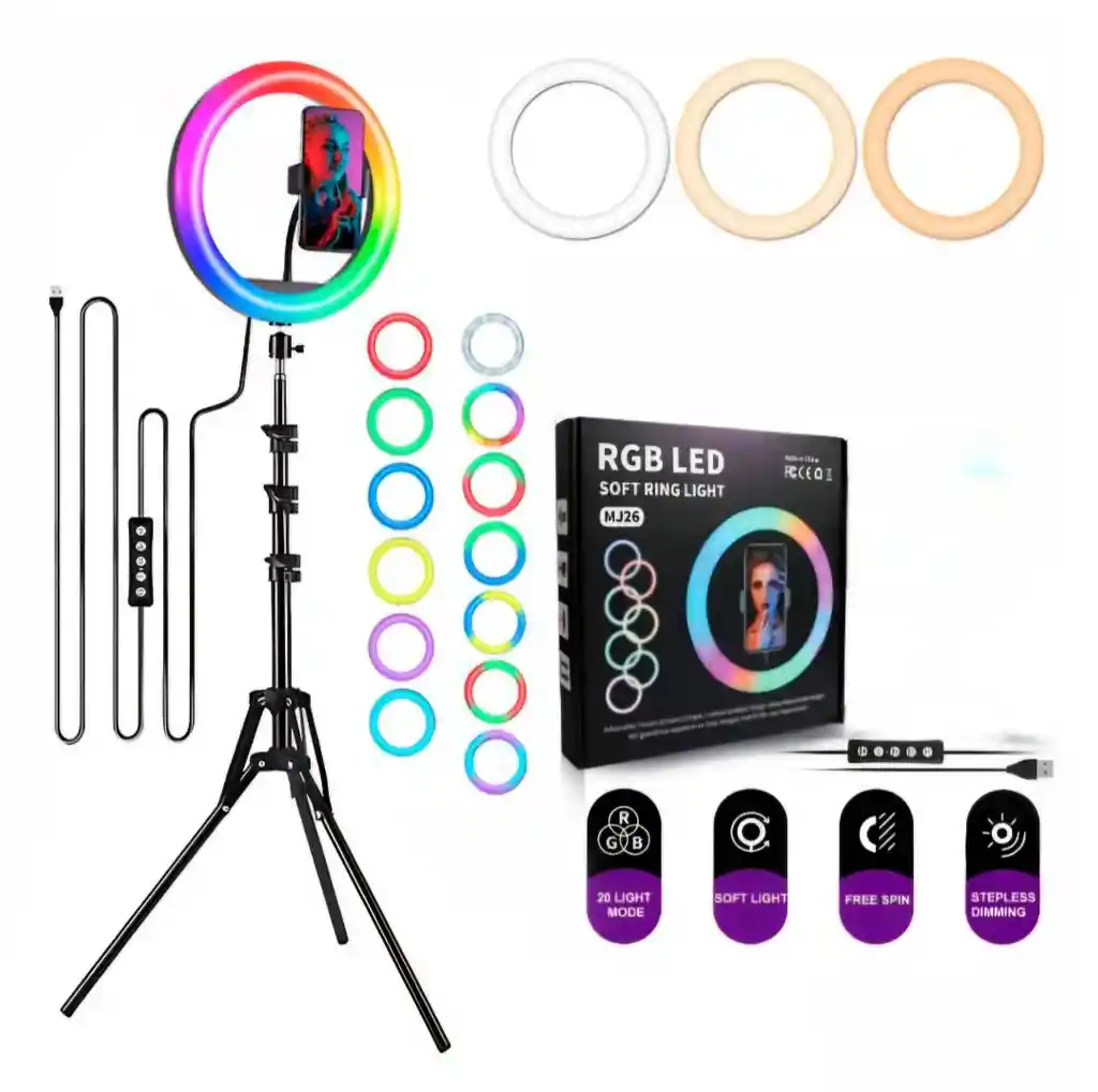 Aro De Luz Rgb 33 Cm Profesional + Tripode