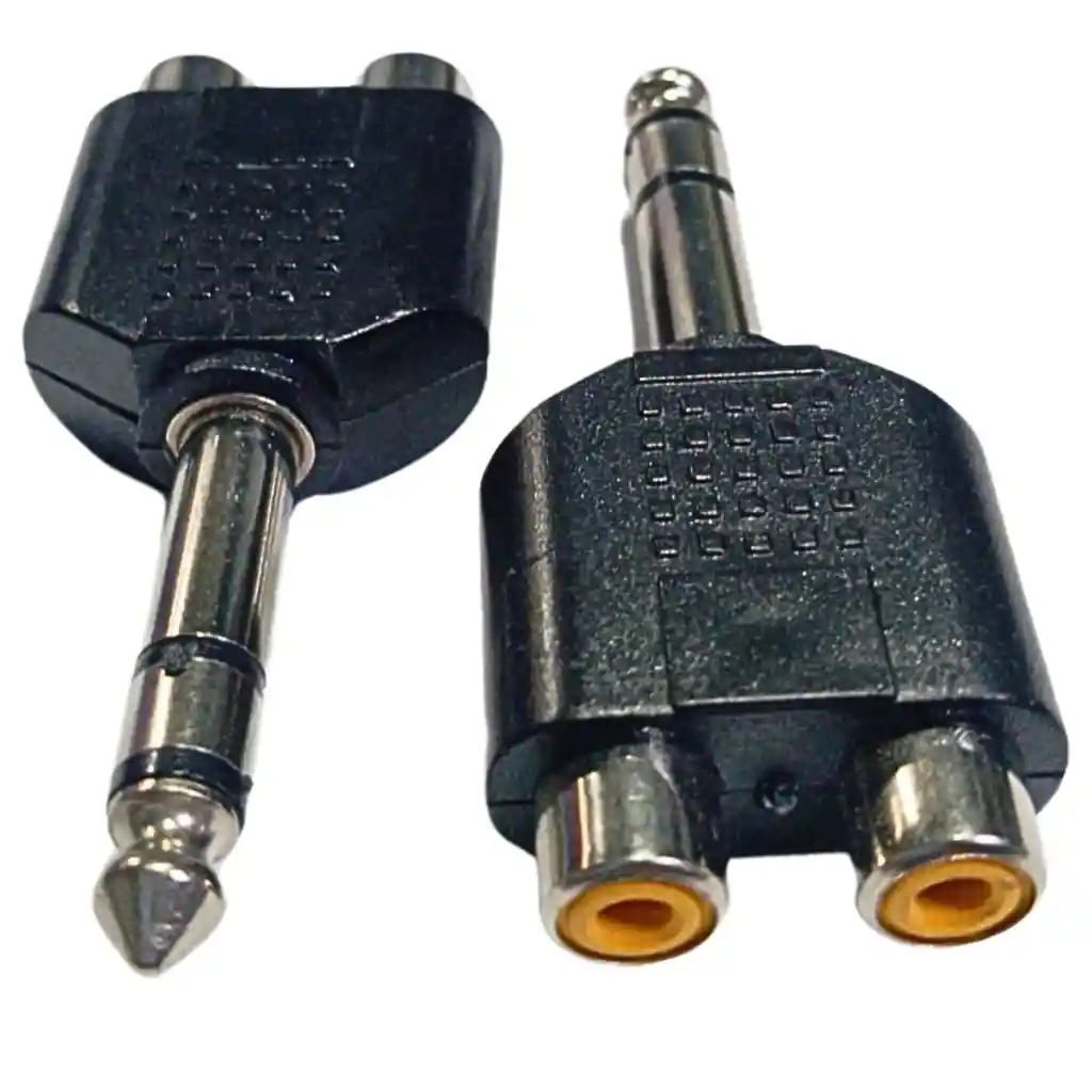 Adaptador De Audio 6.35mm Plug A 2 Rca Hembra Estéreo