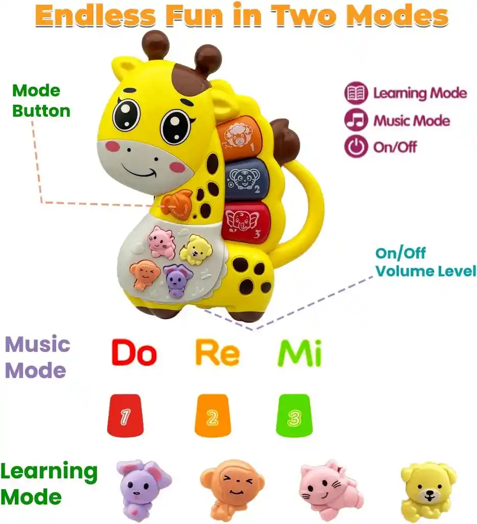 Juguete Didáctico Jirafa Musical Infantil Para Bebes Con Luz Y Sonido
