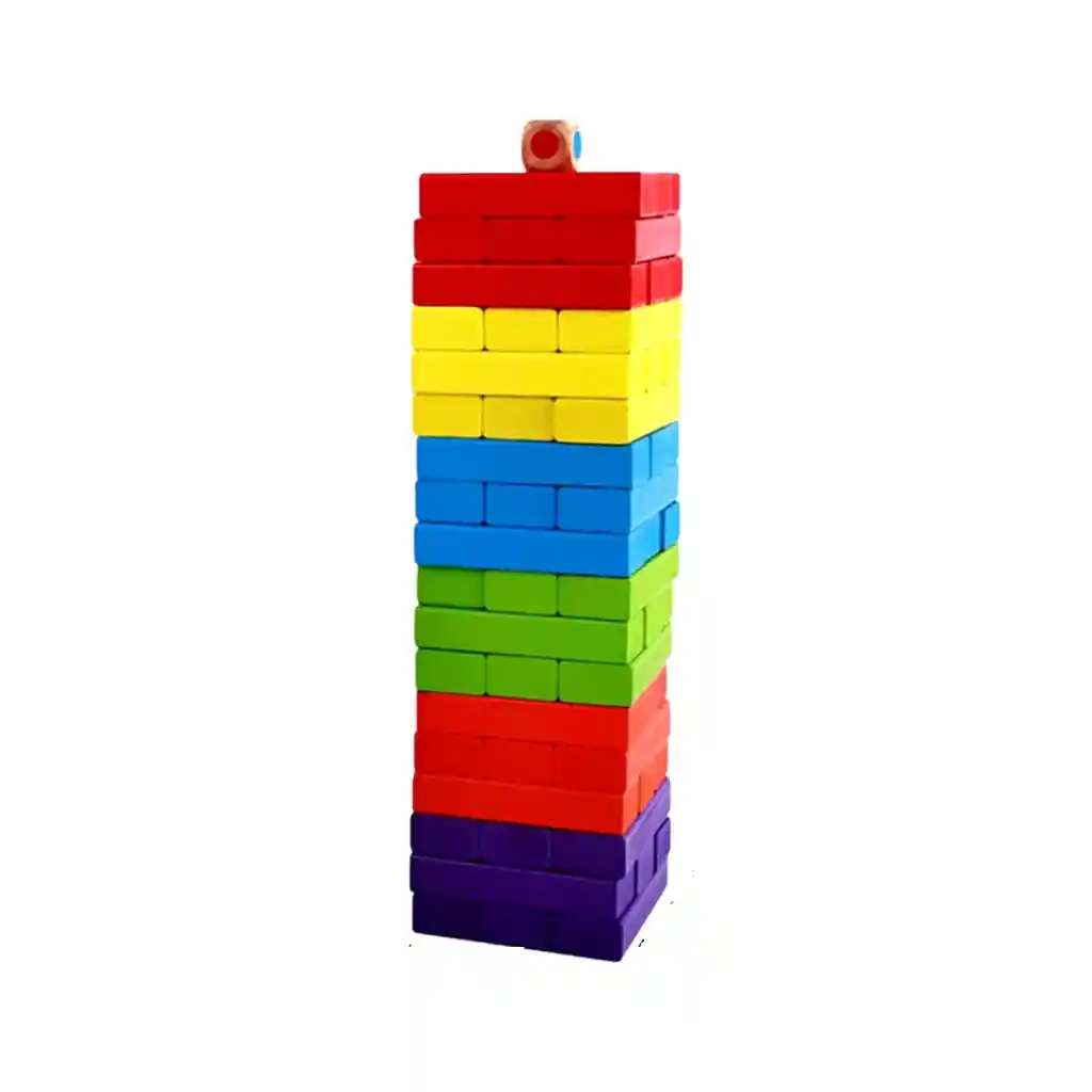 Juego De Mesa Jenga Madera 54 Piezas Con Dado Para Niños