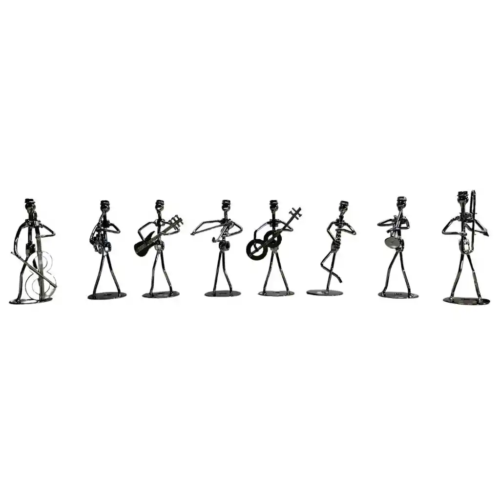 Set De 8 Figuras Metálicas De Músicos