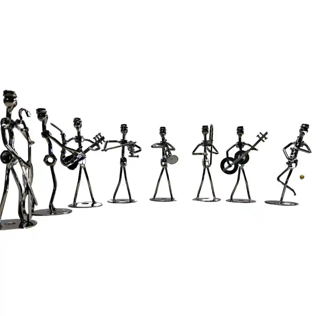 Set De 8 Figuras Metálicas De Músicos