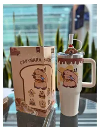Termo Tipo Stanley Personalizado Capybara Con Pin Y Cuerdita 40 Onzas