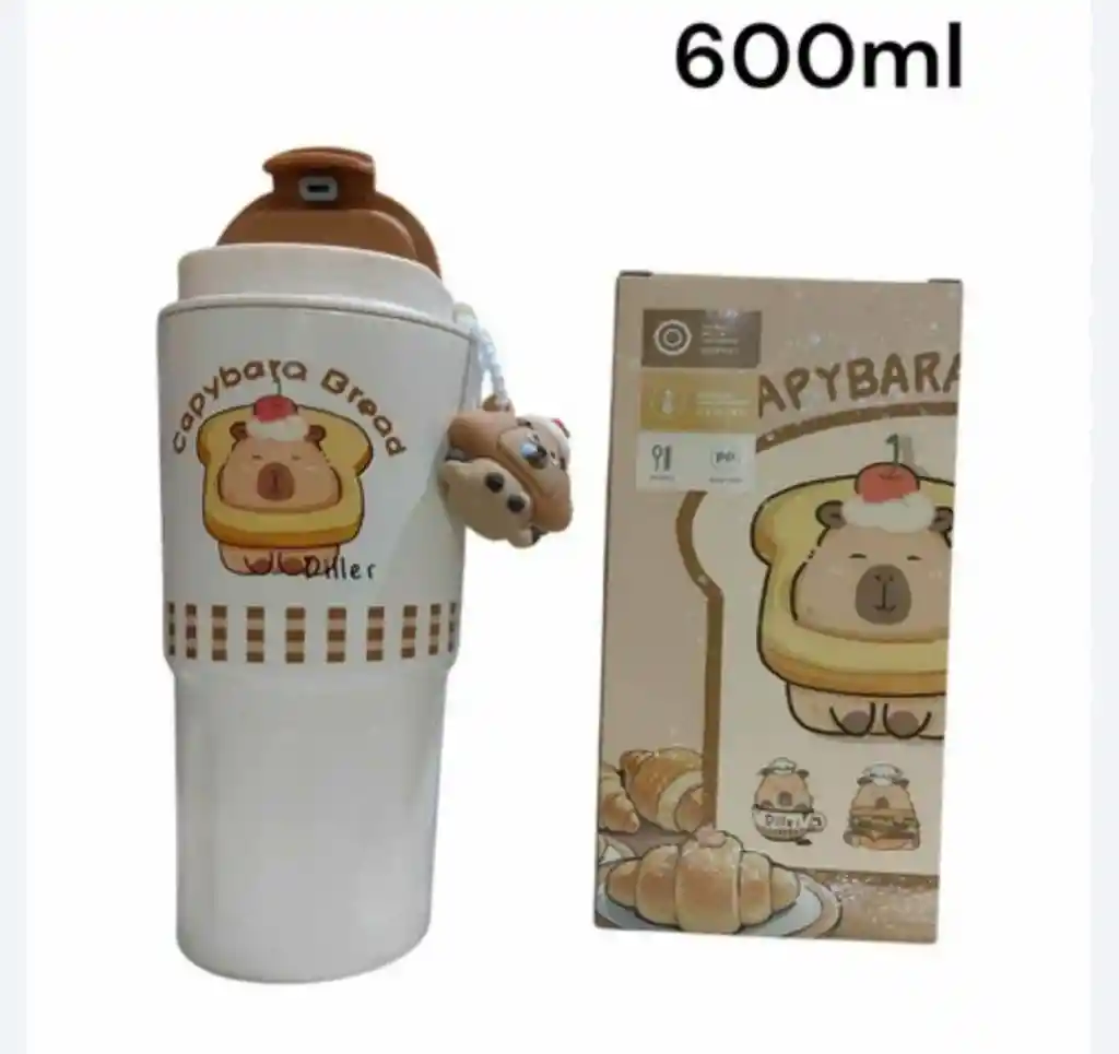 Botella De Agua Aislante Con Estampado De Capibara Pin Y Cuerda