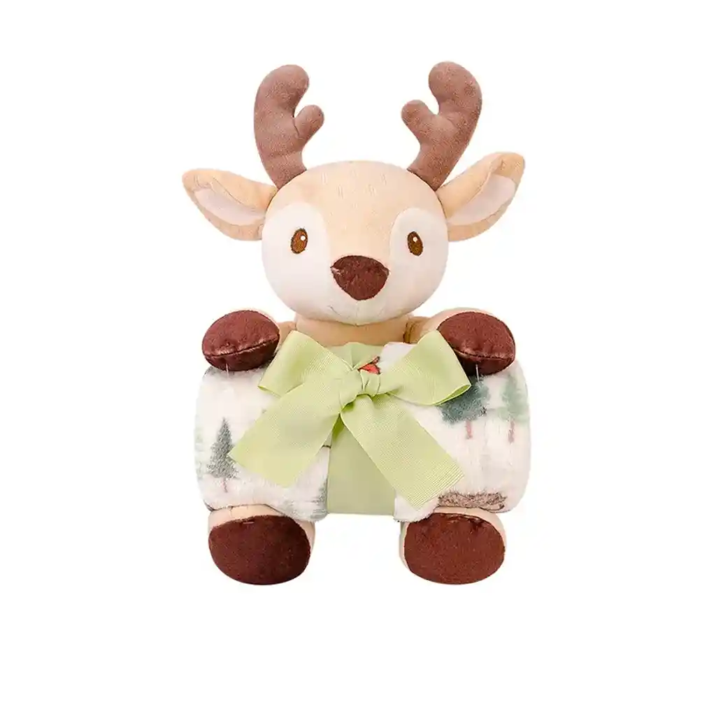 Peluche De Animales Con Cobija, De Tela Suave Y Antialérgica Ciervo (niño) - Hudson Baby