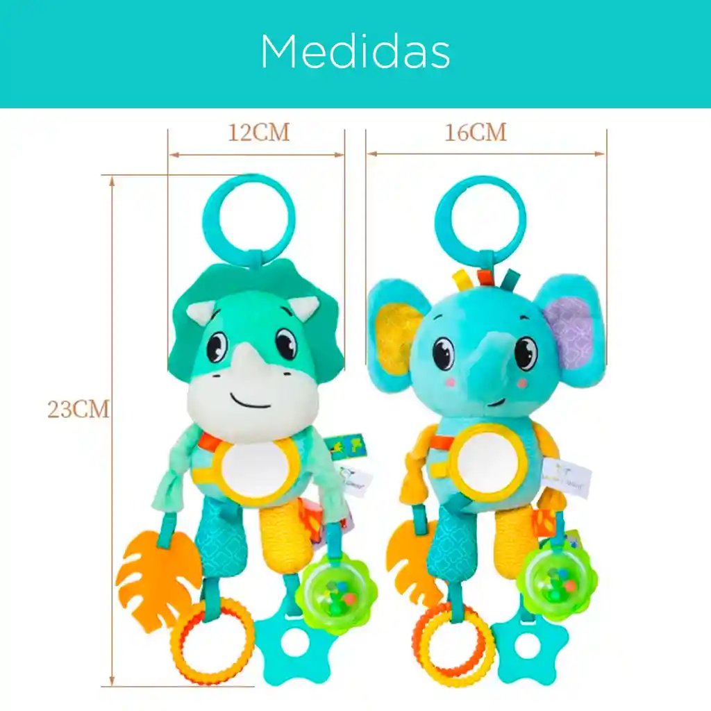 Sonajero Móvil De Peluche Elefante Celeste Con Rascaencias Y Espejo, Hecho En Material Hippoargenico, Con Rascaencias De Silicona Suave, Aro Para Colgar Del Coche, Cuna O Gimnasio