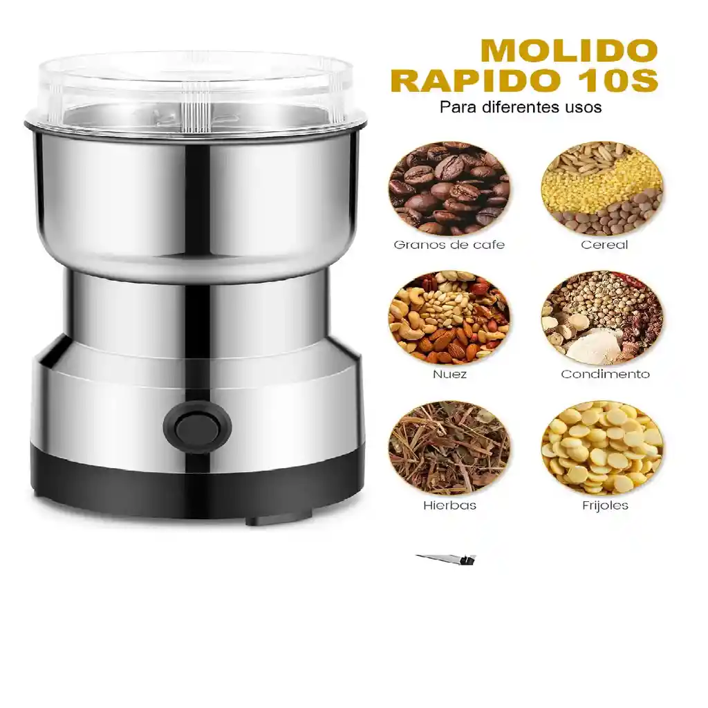 Molinillo Pulverizador Electrico Kimhi Granos Café Hierbas Especias Semillas 150w Portatil Acero Inoxidable Molino 300ml Molienda Rápida Con 4 Aspas Para El Hogar Color Plateado