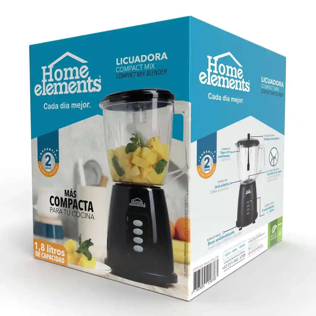 Licuadora Home Elements Compact Hebl209n 1.8l Plástico