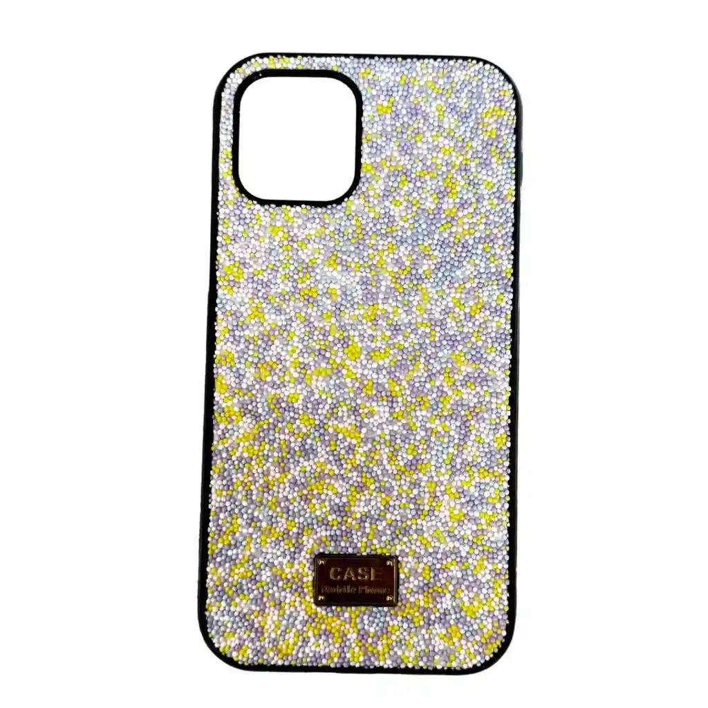 Estuche Esferitas Amarillo/lila Iphone 12/12 Pro