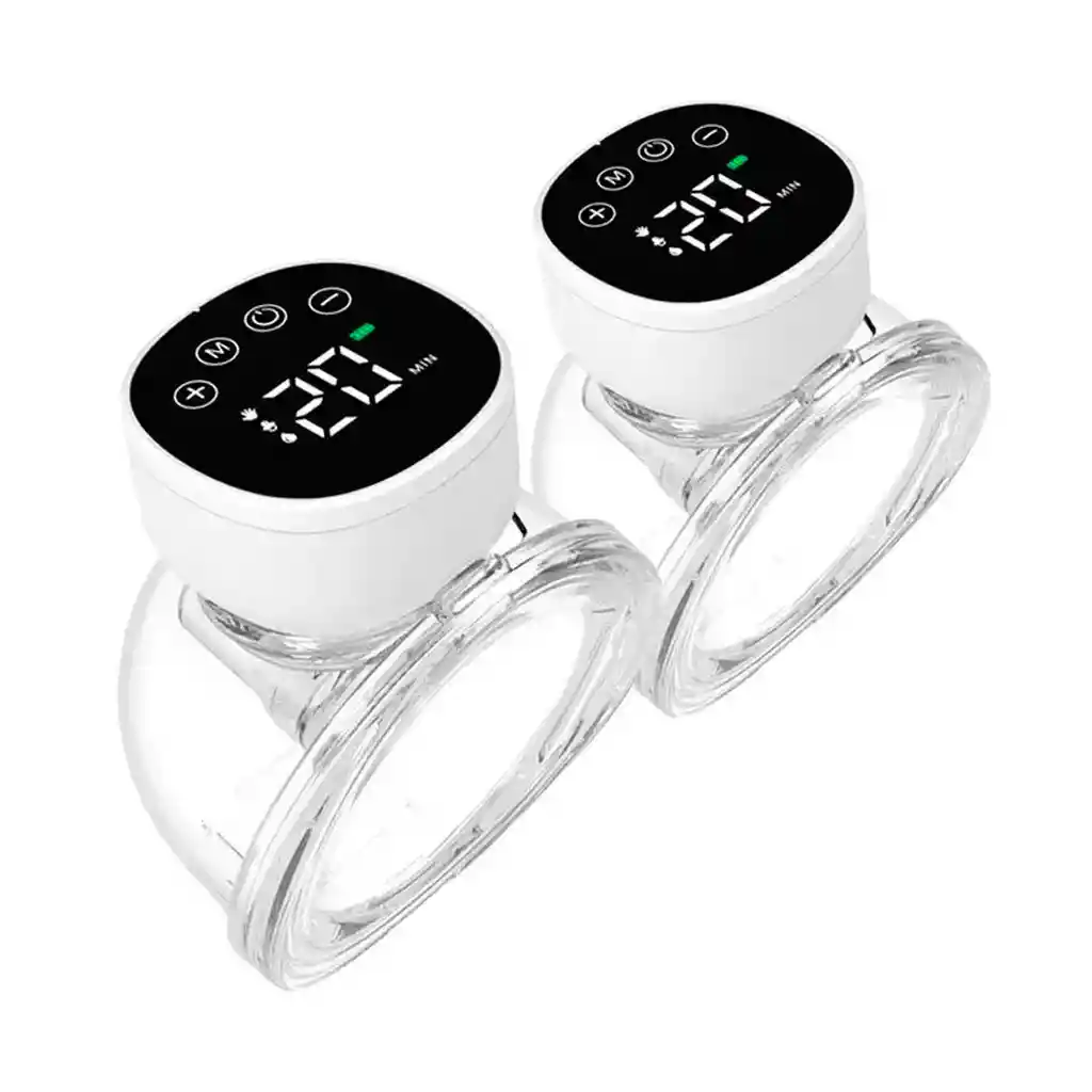 Extractor De Leche Eléctrico Negro Doble Manos Libres, Con Pantalla Digital Led, Con 3 Modos De Succión Y 9 Niveles De Fuerza, Copa En Silicona Grado Alimenticio, De Capacidad De 6oz O 180ml