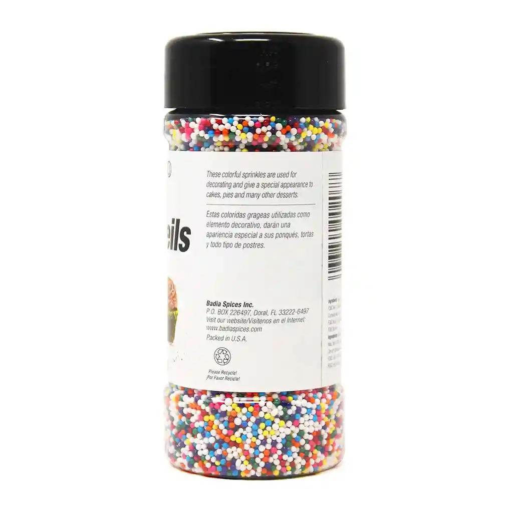 Badia Nonpareils Chispitas De Colores– Decoración Para Postres | Vegano | Sin Gluten | Sello Kosher 4 Oz (113.4 G)