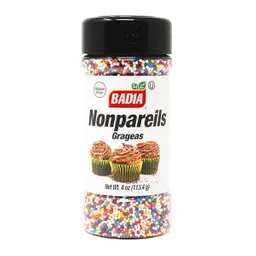 Badia Nonpareils Chispitas De Colores– Decoración Para Postres | Vegano | Sin Gluten | Sello Kosher 4 Oz (113.4 G)