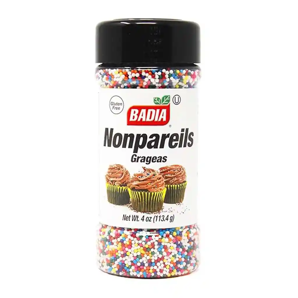 Badia Nonpareils Chispitas De Colores– Decoración Para Postres | Vegano | Sin Gluten | Sello Kosher 4 Oz (113.4 G)