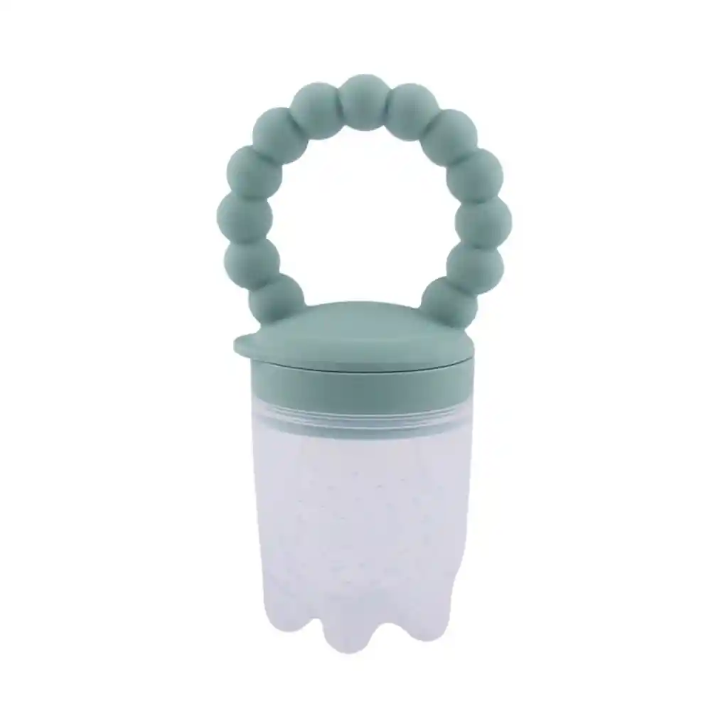 Chupa Para Frutas Color Verde Con Agarradera Rascaencias, Hecha En Silicona 100% Libre De Bpa, Ideal Para Acompañar La Alimentación Complementaria, Para Fruta Picada O Papilla