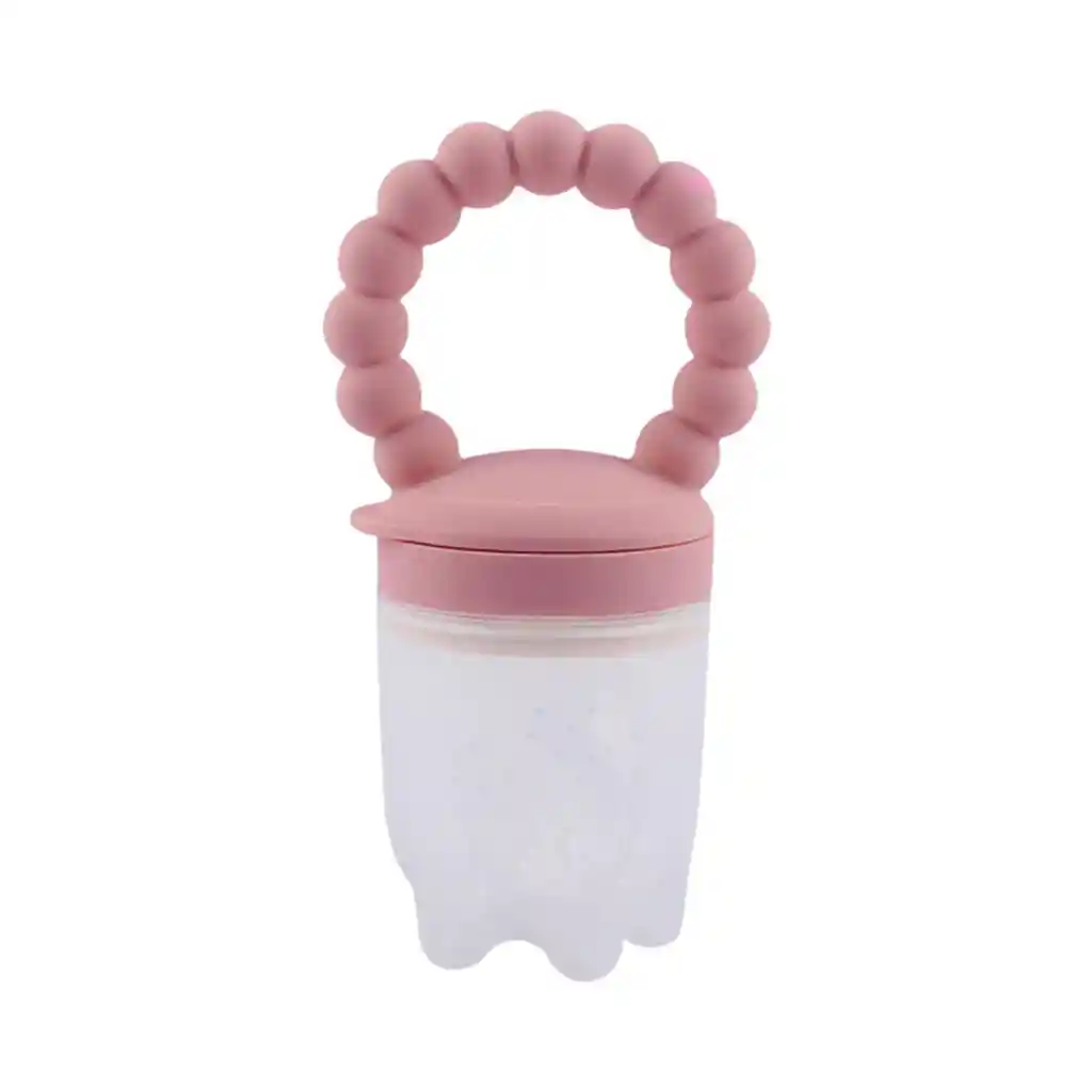 Chupa Para Frutas Color Salmón Con Agarradera Rascaencias, Hecha En Silicona 100% Libre De Bpa, Ideal Para Acompañar La Alimentación Complementaria, Para Fruta Picada O Papilla