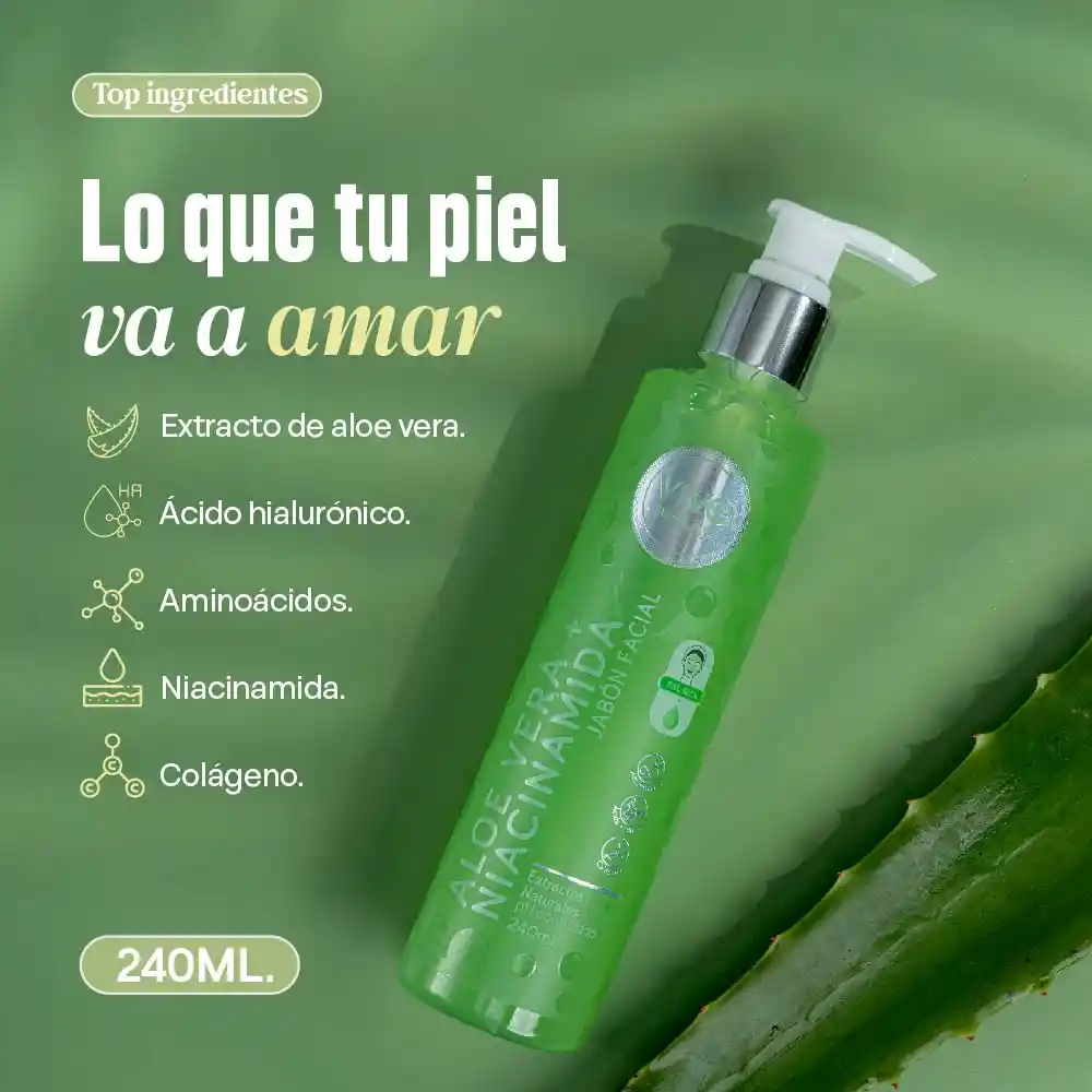 Jabón Facial Gel Aloe + Niacinamida 240 Ml