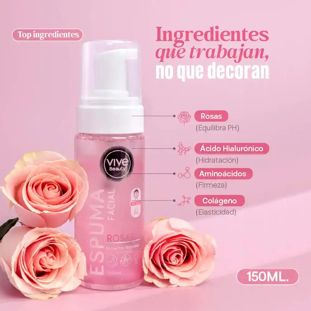 Jabón Facial Espuma Rosas 150 Ml