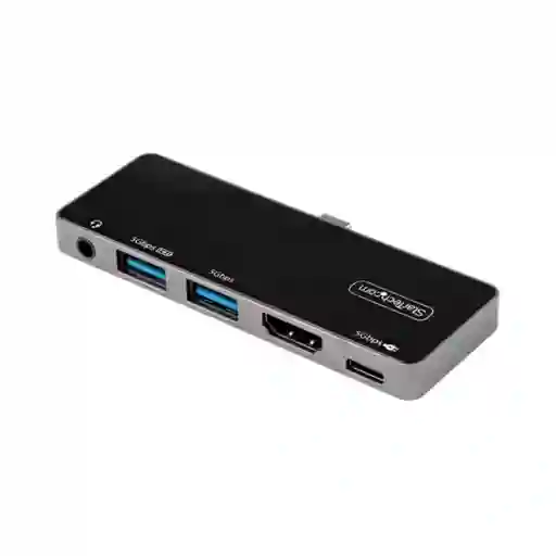 Adaptador Multipuertos Startech Usb C A Hdmi 2.0 De 4k 60hz, Entrega De Alimentación Pd De 100w Pass Through, Hub Usb 3.0 De 3 Puertos, Audio, Mini Docking Station Usb Tipo C Negro
