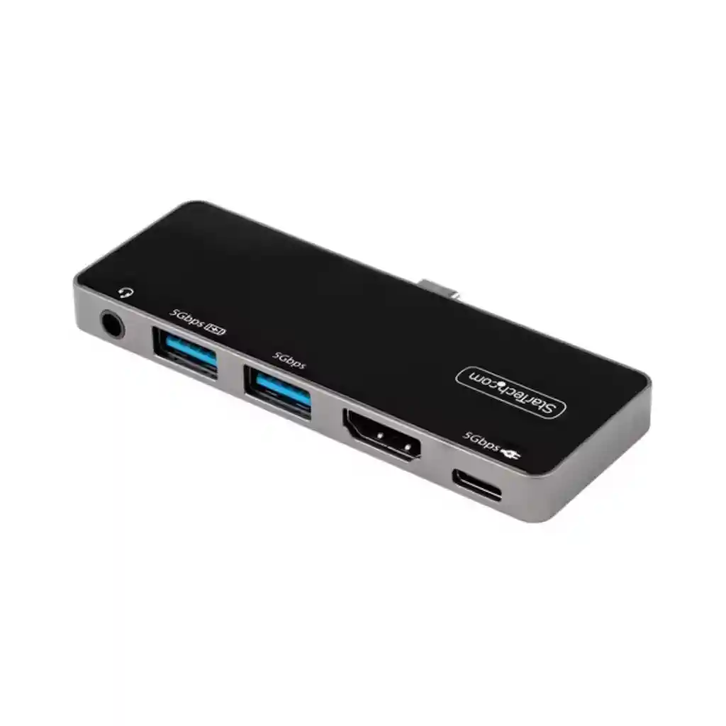 Adaptador Multipuertos Startech Usb C A Hdmi 2.0 De 4k 60hz, Entrega De Alimentación Pd De 100w Pass Through, Hub Usb 3.0 De 3 Puertos, Audio, Mini Docking Station Usb Tipo C Negro