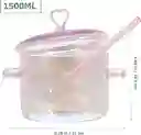 Olla De Vidrio Rosa Corazon + Cucharon