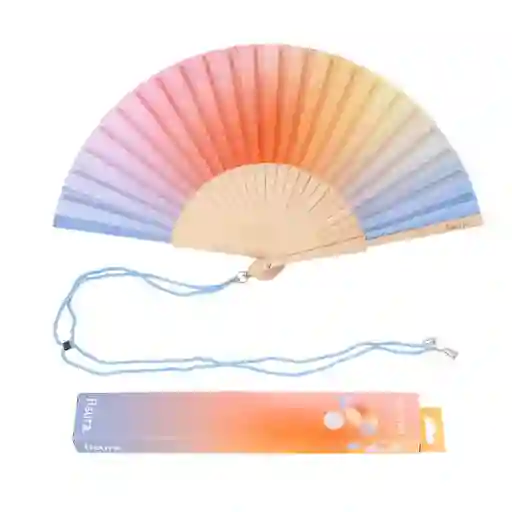 Abanico Tie Dye Azul Y Naranja