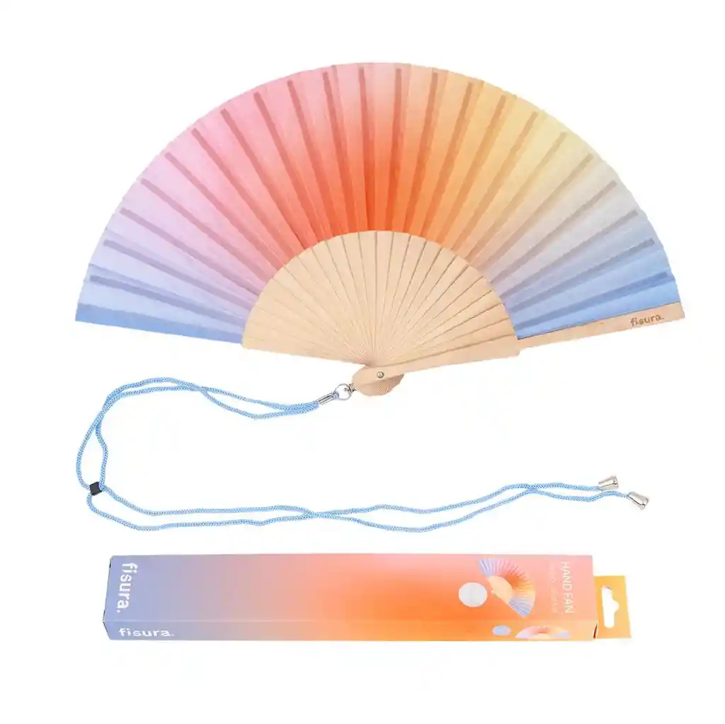 Abanico Tie Dye Azul Y Naranja
