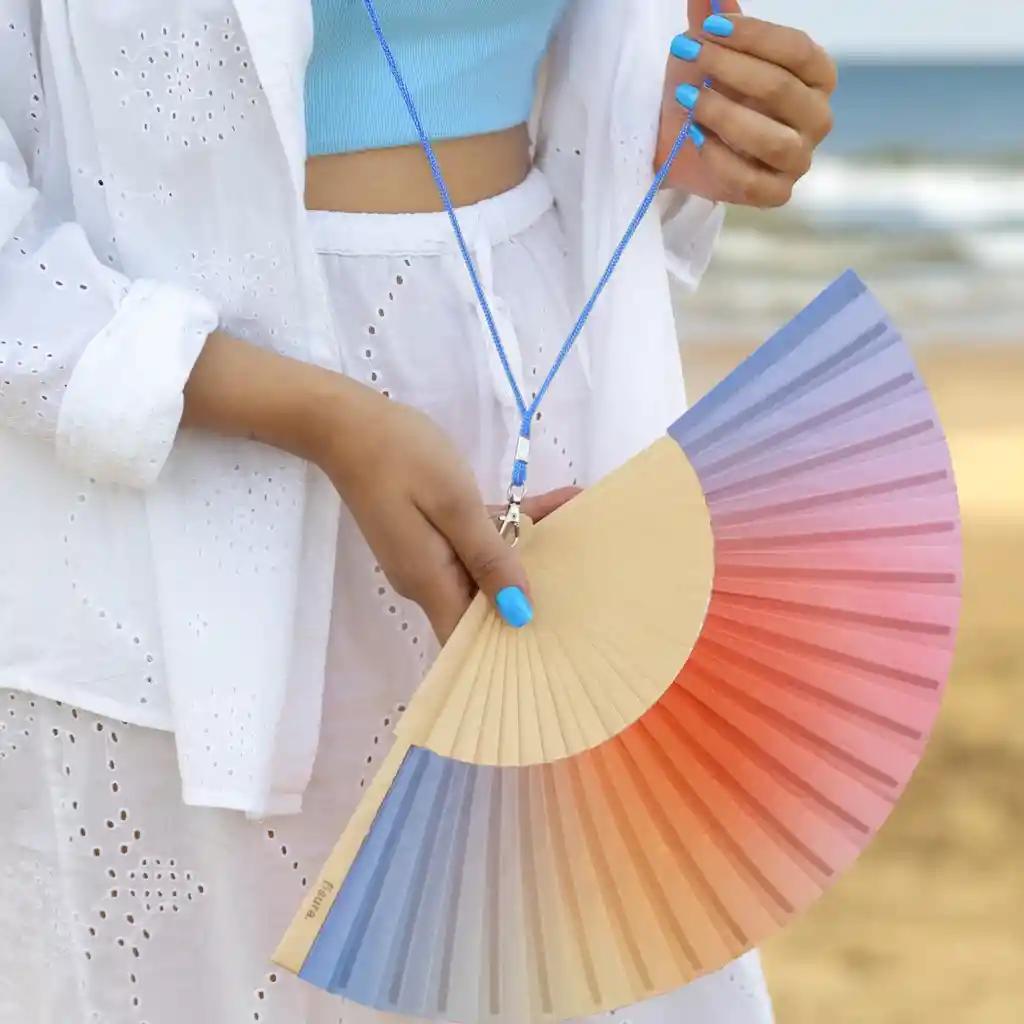 Abanico Tie Dye Azul Y Naranja