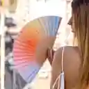 Abanico Tie Dye Azul Y Naranja