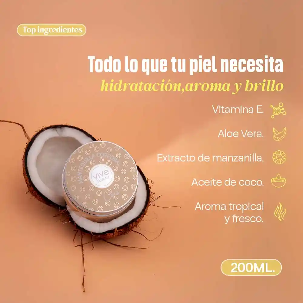 Mantequilla Corporal Hidratante- Coconut (200 Ml)