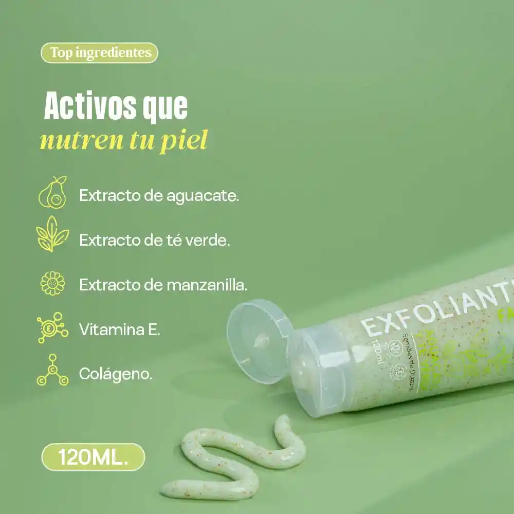 Exfoliante Facial De Aguacate Y Té Verde 120 Ml