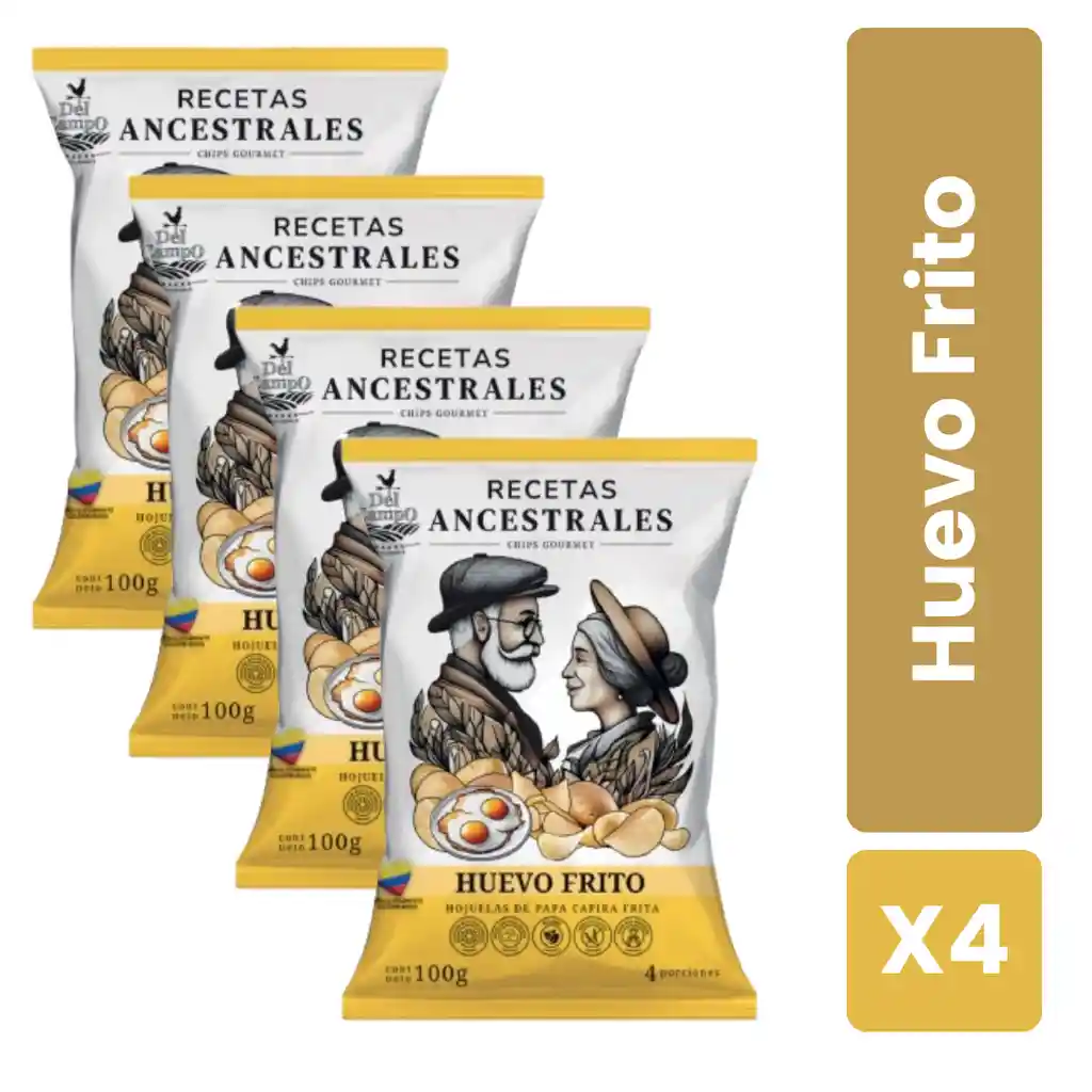 Caja X4 Papas Recetas Ancestrales Sabor Huevo Frito