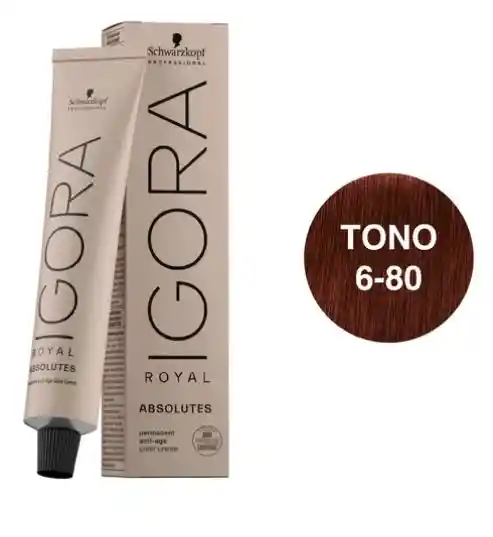 Tinte Igora Roya 6-80 Rubio Oscuro Rojo Natural