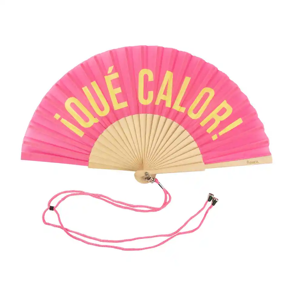 Abanico Que Calor Rosa Y Amarillo