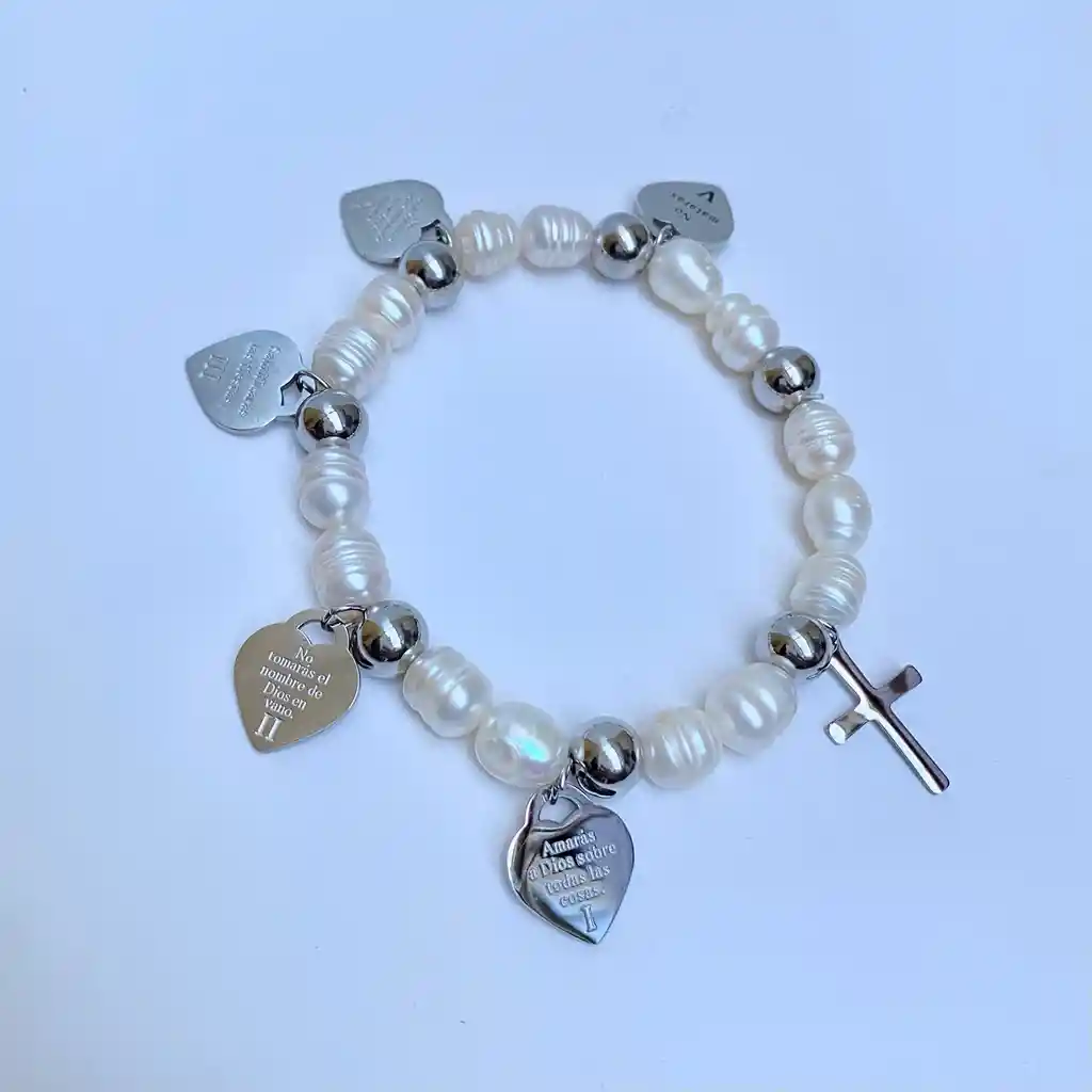 Pulsera Mandamientos Plateada