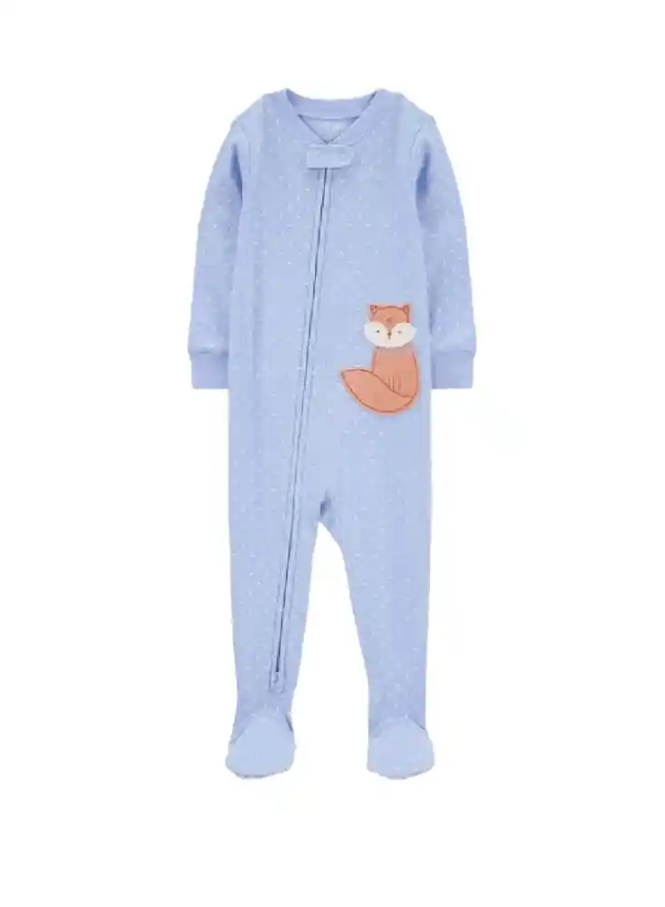 Pijama Larga Zorrito Bebe - Celeste / 12 Meses