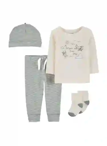 Conjunto 4 Piezas Avioncitos - Crema / 3 Meses