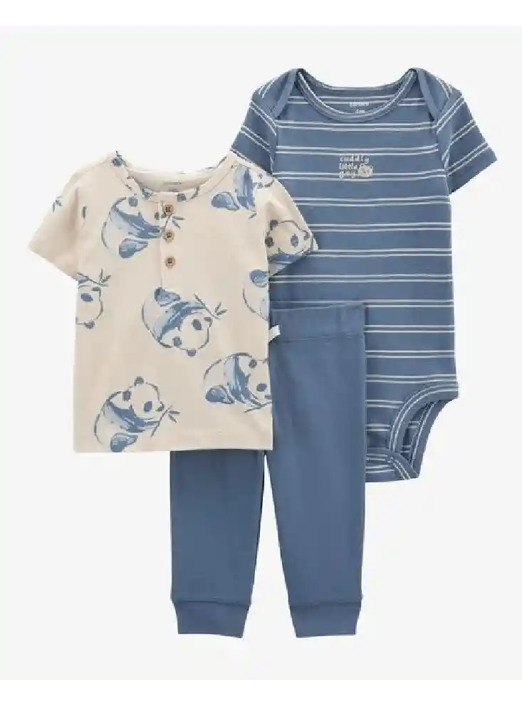 Conjunto 3 Piezas Panditas - Crema / 3 Meses