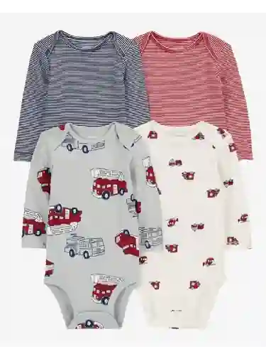 Bodys X 4 Carritos Rojos - Multicolor / 3 Meses