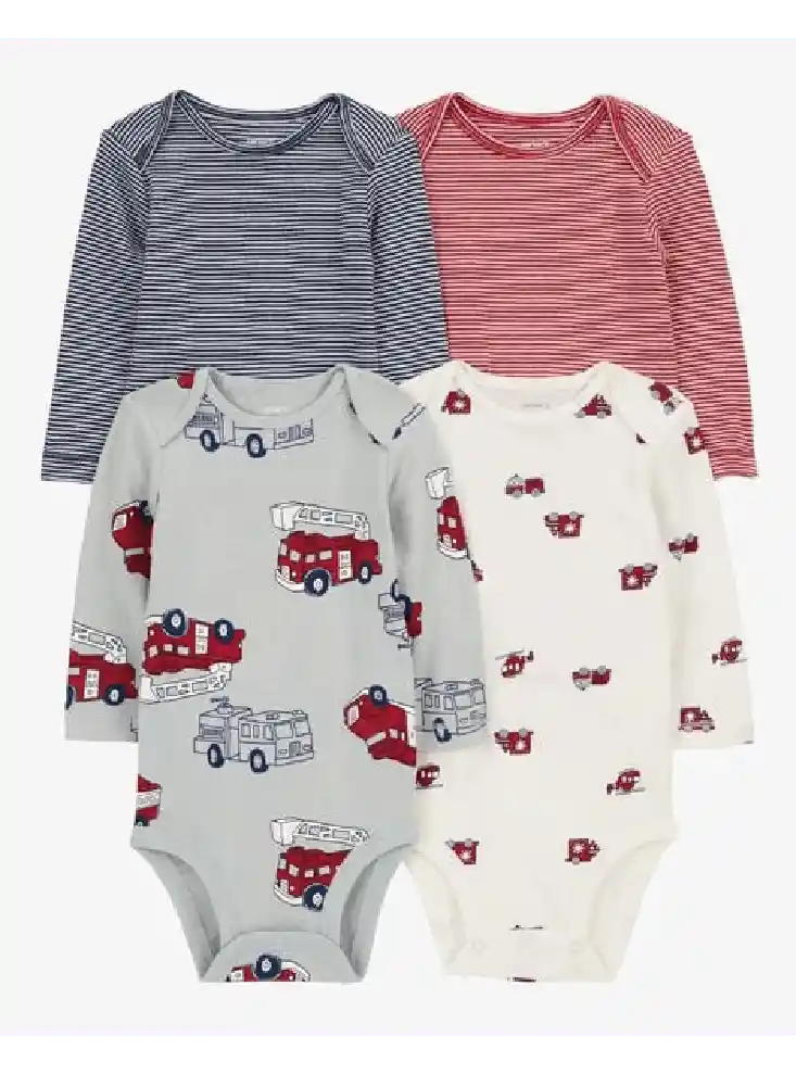 Bodys X 4 Carritos Rojos - Multicolor / 3 Meses