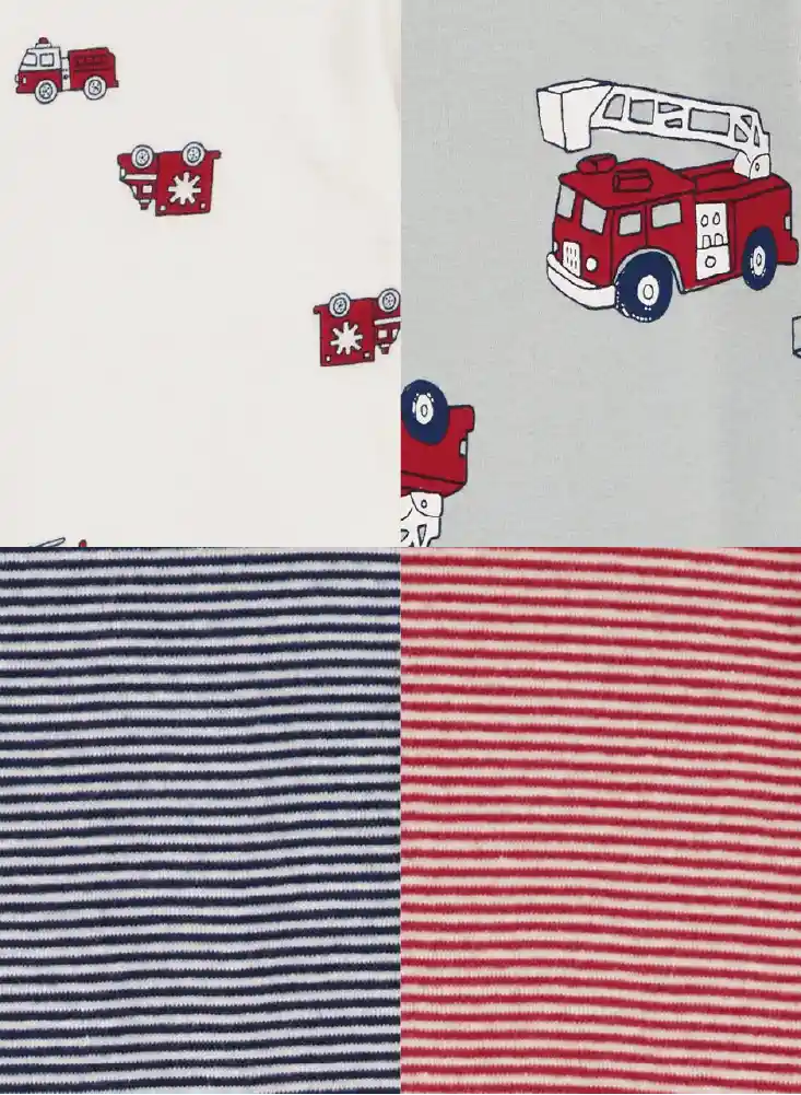 Bodys X 4 Carritos Rojos - Multicolor / 3 Meses