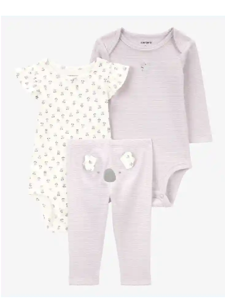 Conjunto 3 Piezas Koalita Lila - Gris / 6 Meses