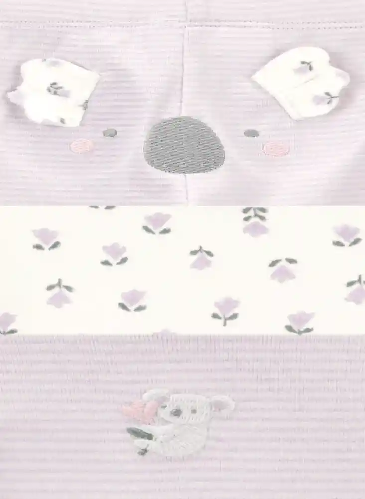 Conjunto 3 Piezas Koalita Lila - Gris / 6 Meses
